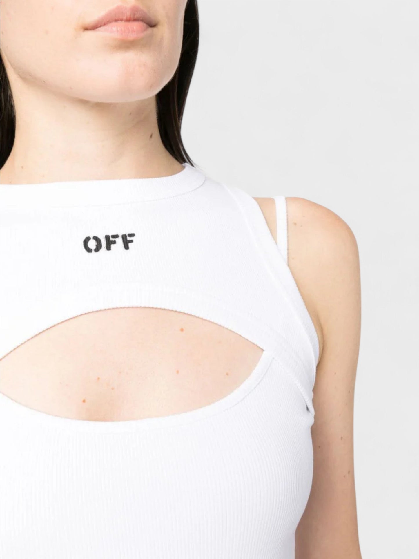 Off Stamp Ribbed Round Rowing Top