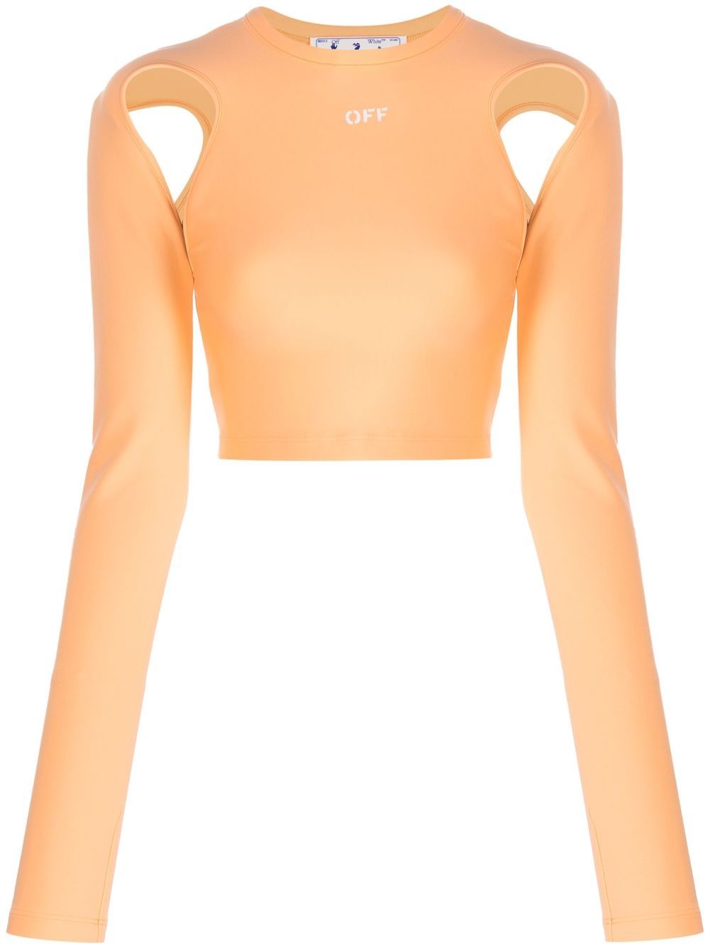 Off White Sleek Cut Out Long Sleeved Crop Top Peach Orange