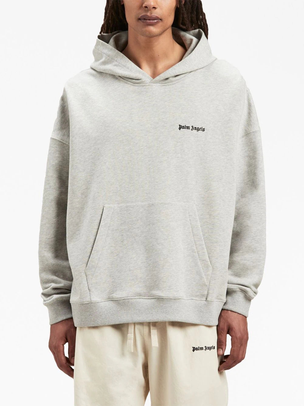 Palm Angels Embroidered Logo Hoodie Grey