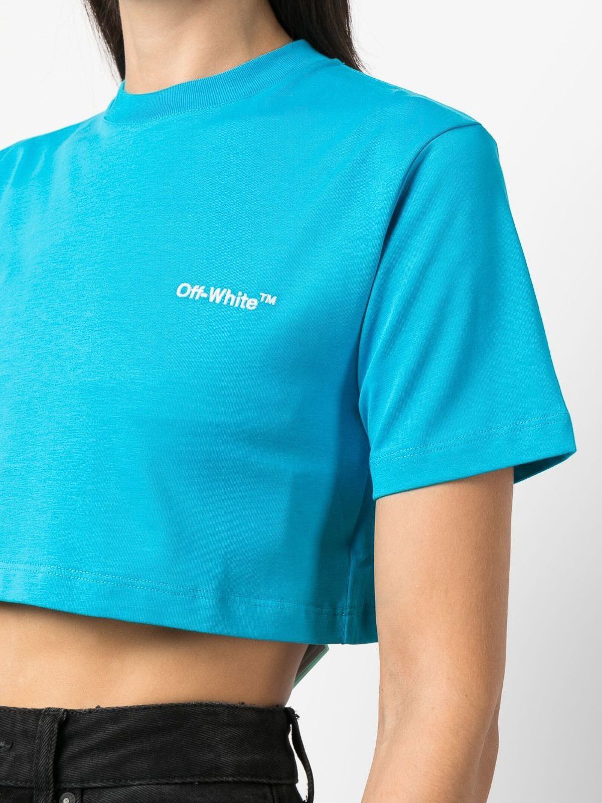 Off White Helvetica Cropped T-Shirt