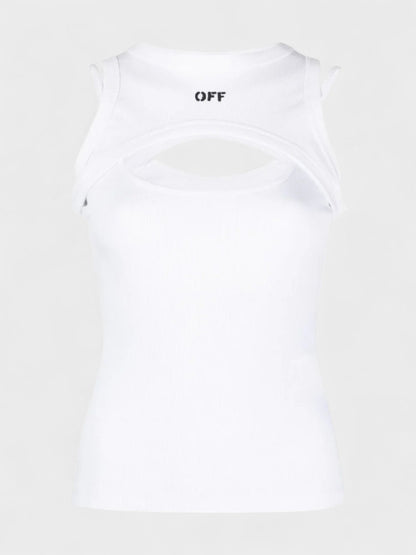 Off Stamp Ribbed Round Rowing Top