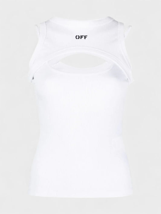 Off Stamp Ribbed Round Rowing Top