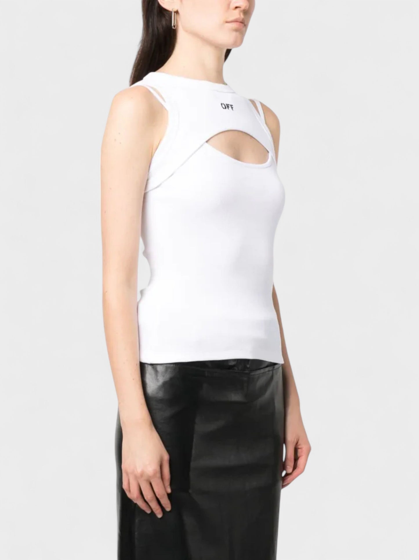 Off Stamp Ribbed Round Rowing Top