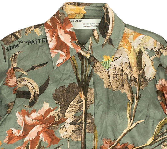 Off White Floral Cropped Shirt