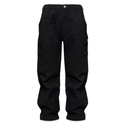 Unknown London Logo Rhinestone Cargos Black/ Black