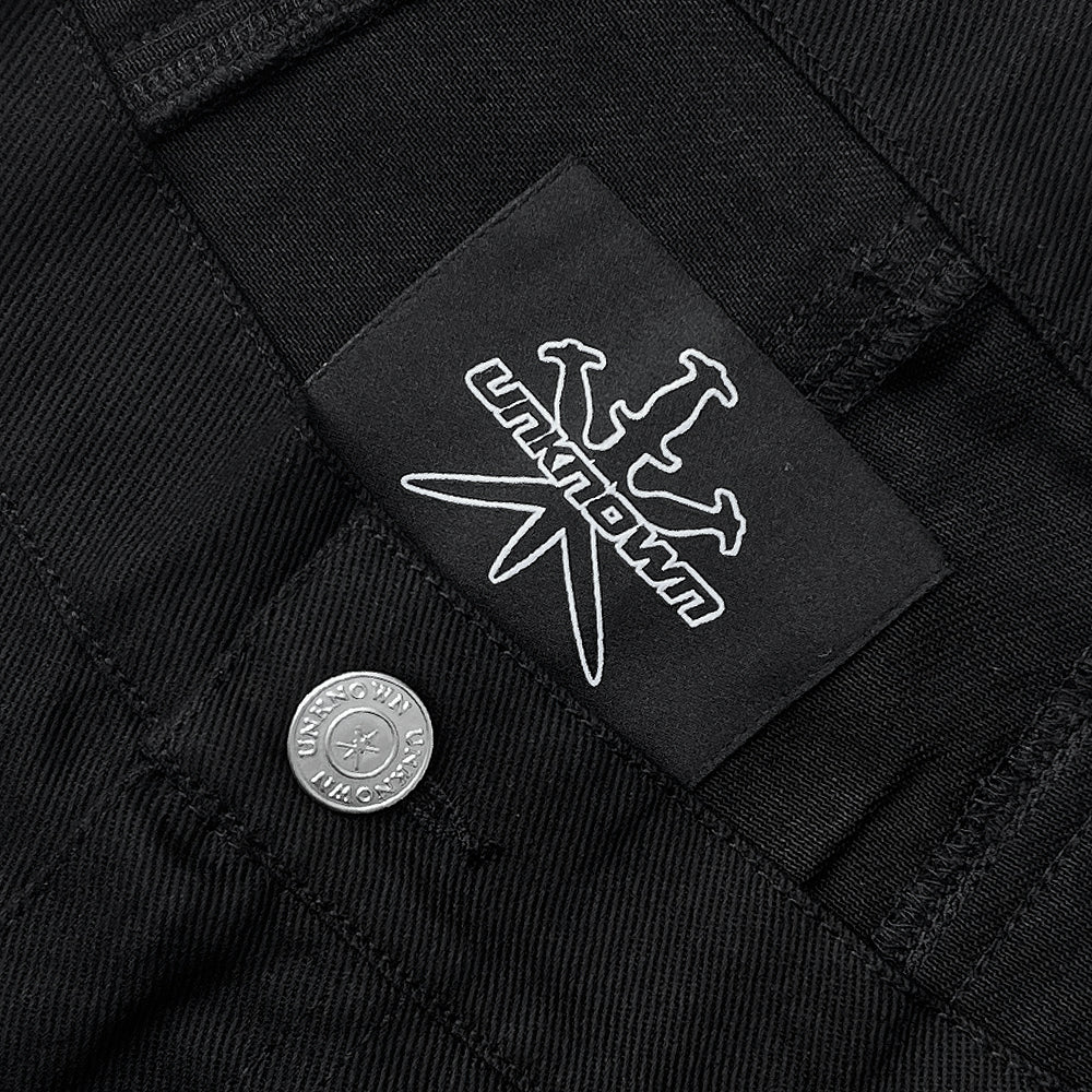 Unknown London Logo Rhinestone Cargos Black/ Black