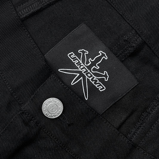 Unknown London Logo Rhinestone Cargos Black/ Black