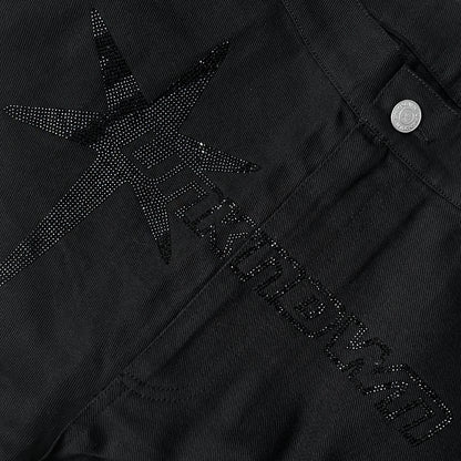 Unknown London Logo Rhinestone Cargos Black/ Black