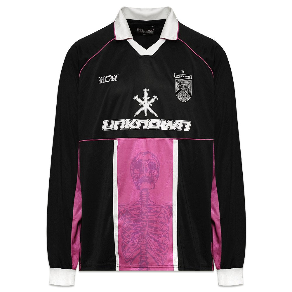 Unknown x Heaven Can Wait Long-Sleeve Rugby Top Black/ Pink