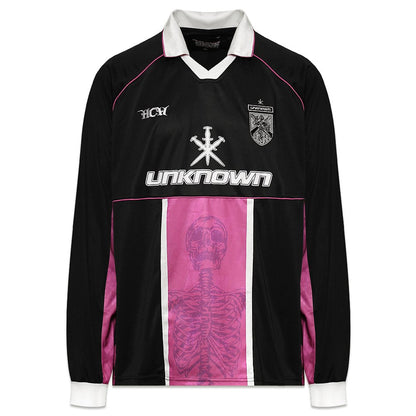 Unknown x Heaven Can Wait Long-Sleeve Rugby Top Black/ Pink
