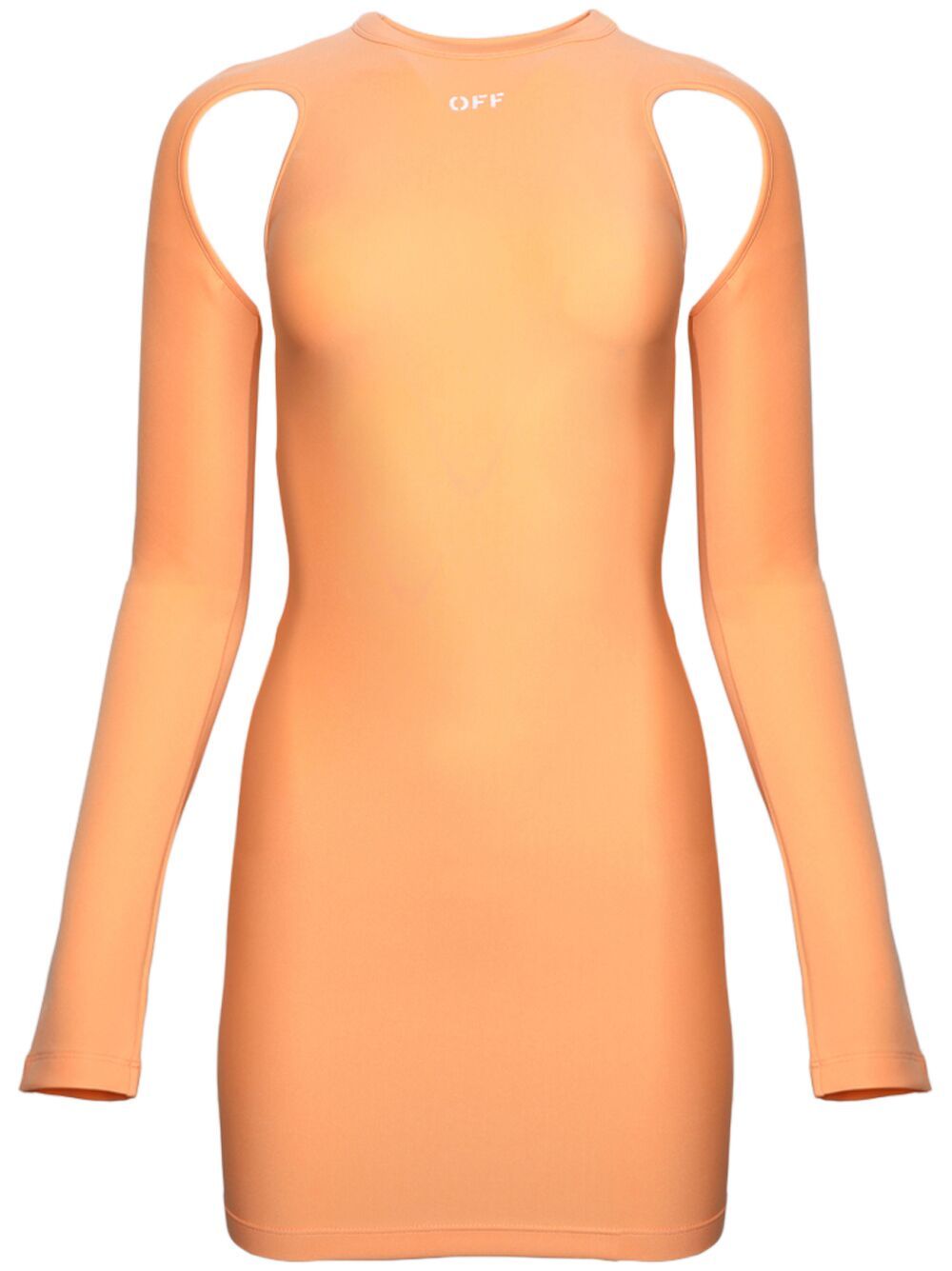 Off White Sleek Cut Out L/S Mini Dress Peach Orange