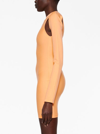 Off White Sleek Cut Out L/S Mini Dress Peach Orange