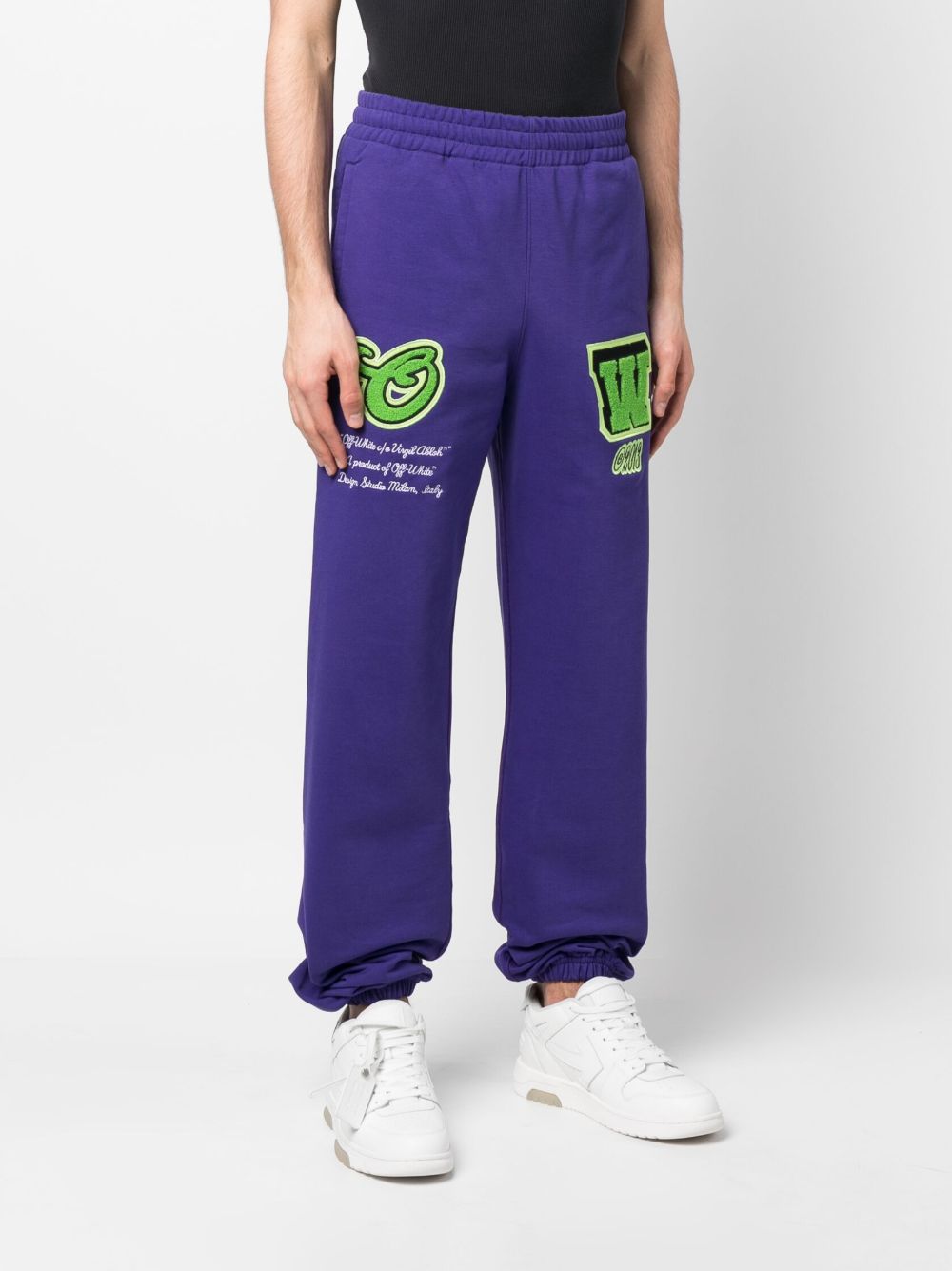 Off White Varsity Patch Joggers Purple