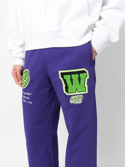 Off White Varsity Patch Joggers Purple