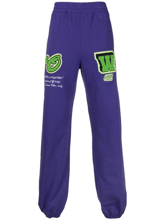 Off White Varsity Patch Joggers Purple