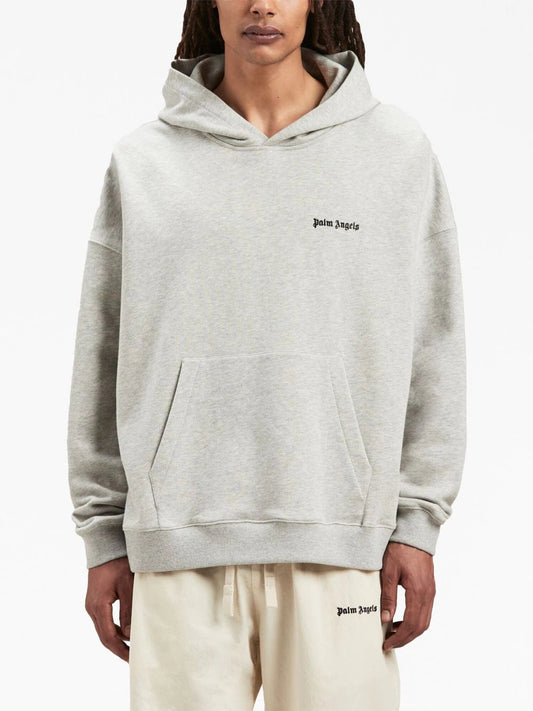 Palm Angels Embroidered Logo Hoodie Grey