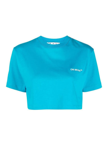 Off White Helvetica Cropped T-Shirt