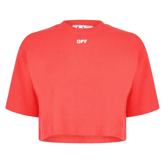Off White Logo Print Cropped T-Shirt