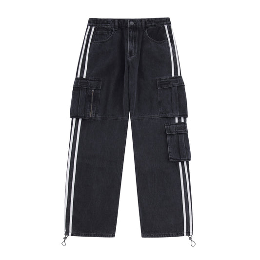 Unknown London Stripe Denim Cargos