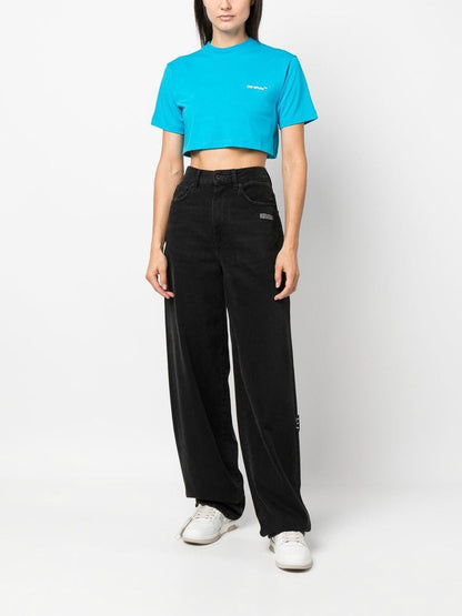Off White Helvetica Cropped T-Shirt