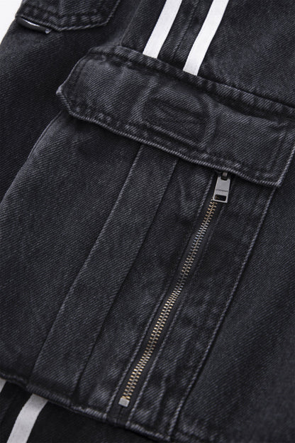 Unknown London Stripe Denim Cargos
