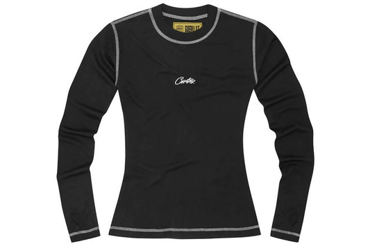 Corteiz Women’s Script Long-Sleeve T-Shirt Black/ White