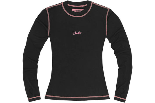 Corteiz Women’s Script Long-Sleeve T-Shirt Black/ Pink