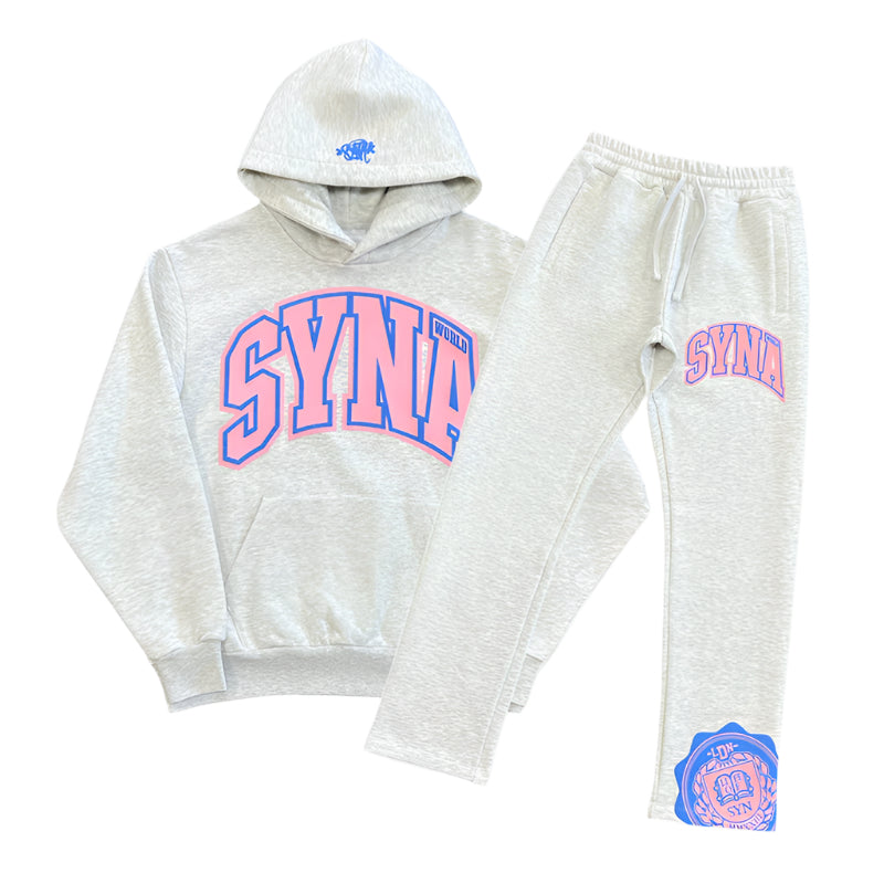Syna Crest Full Tracksuit Grey/Pink