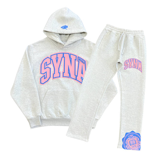 Syna Crest Full Tracksuit Grey/Pink