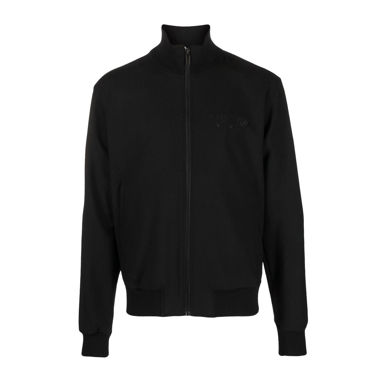 Off White Quote Wool Slim Tracktop Black
