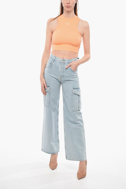 Off White Sleek Rowing Top Peach Orange